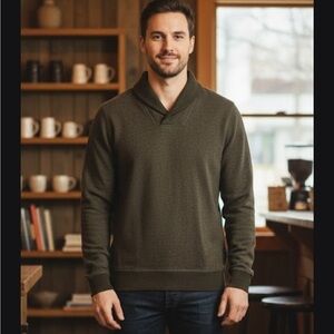 Billy Reid Dark Olive Turtleneck Sweater